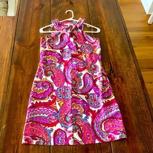 Jude Connally colorful dress.